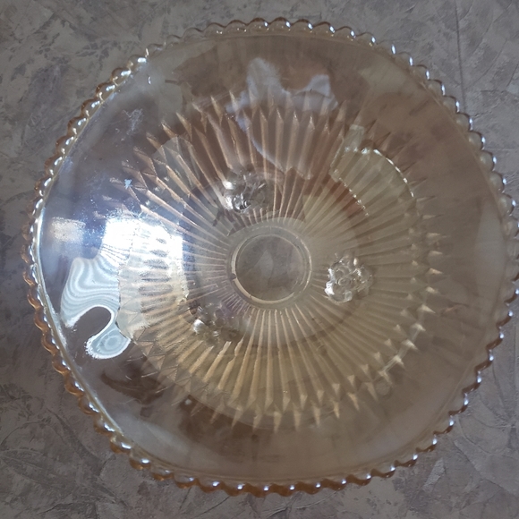 Carnival Glass Amber Candy  Dish / Vintage Glass Dish - Picture 3 of 4